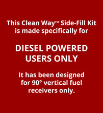 Clean Way Side-Fill Fuel Kit--For 90° vertical DIESEL FUEL RECEIVERS ONLY--FREE  SHIPPING